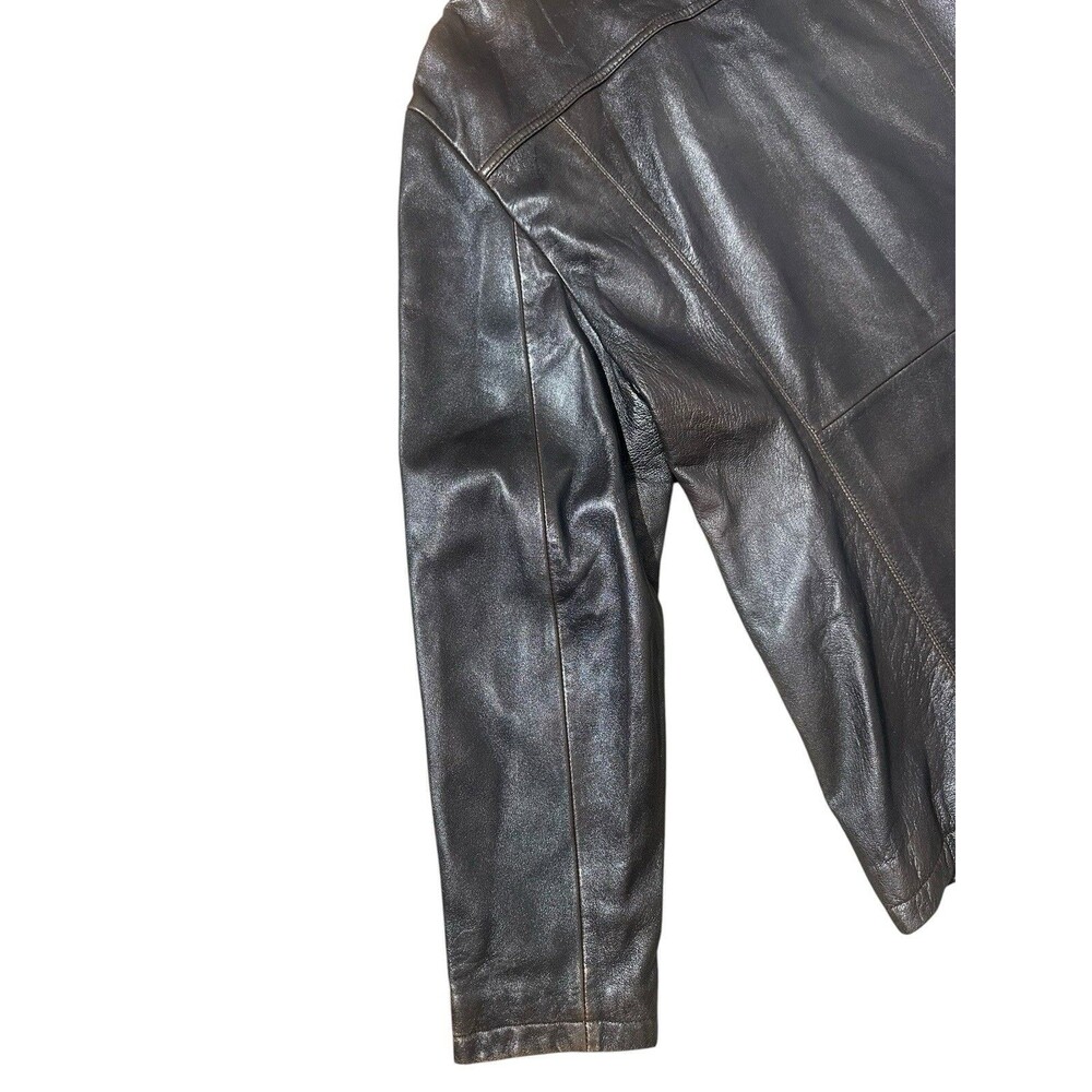 Vintage Wilsons Leather Maxima Women's Brown Genuine Leather Jacket XL Button Up - Picture 10 of 16